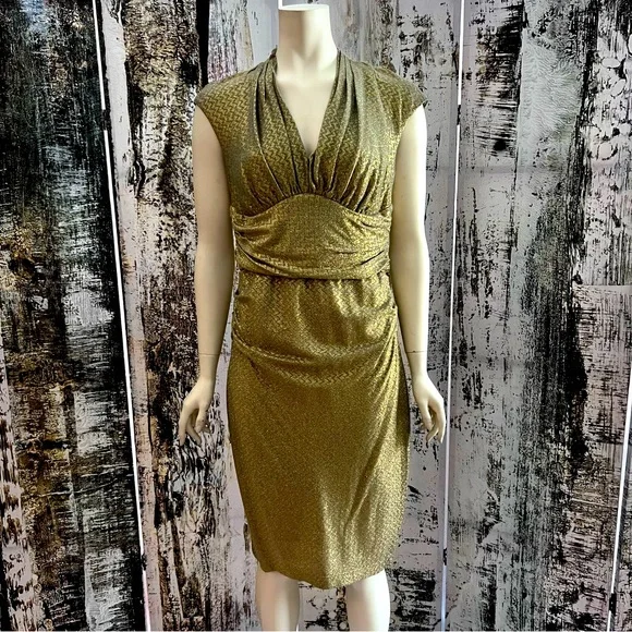 maggy london gold dress Maggy London Pradine Fit & Flare Dress – Trendy Twist Boutique
